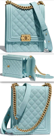 'Boy' Calfskin Handbag, Light Blue | DESIGNER INSPIRED FASHIONS