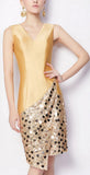Asymmetrical Sequined Dress with Capelet