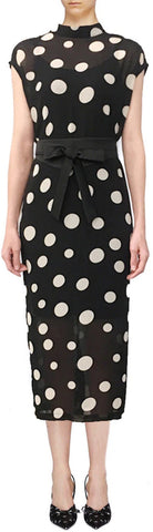 High-Neck Polka Dot Print Dress | DESIGNER INSPIRED FASHIONS