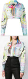 Baroque Technicolour Print Denim Jacket | DESIGNER INSPIRED FASHIONS