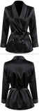 Crystal-Cuff Black Satin Jacket | DESIGNER INSPIRED FASHIONS
