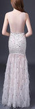 Rhinestone Embellished Feather Trim Gown