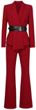 Asymmetric Blazer and Pant Suit, Red