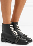 Queercore Embellished Leather Ankle Boots
