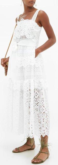 Broderie-Anglaise Cotton-Blend Midi Dress | DESIGNER INSPIRED FASHIONS