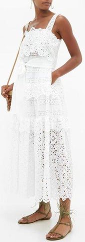Broderie-Anglaise Cotton-Blend Midi Dress | DESIGNER INSPIRED FASHIONS