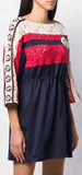 Short GG Embroidered Patch Striped Dress | DESIGNER INSPIRED FASHIONS