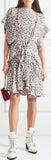 Ruffle-Trimmed Pleated Floral-Print Georgette Mini Dress
