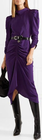 'Tizy' Ruched Crepe Midi Dress