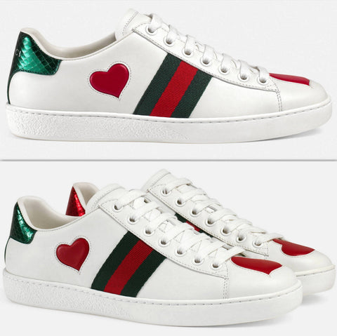 Ace Embroidered Low Top Sneaker - Hearts - DESIGNER INSPIRED FASHIONS