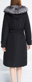 Fox Fur Collar Belted Down Coat