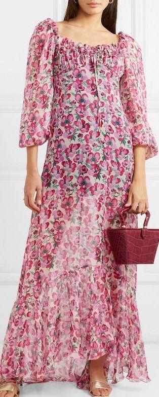 Floral Print Silk Maxi Dress | DESIGNER INSPIRED FASHIONS