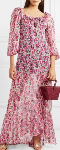 Floral Print Silk Maxi Dress | DESIGNER INSPIRED FASHIONS