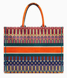 Book Tote Bag in Multi-Coloured Embroidered Canvas