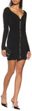 Embellished Zip-Front Mini Dress