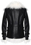 Shearling Lined Faux-Leather Bomber Jacket