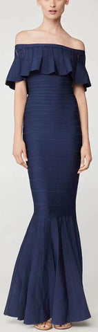 Eyelet Stripe Pleated Gown