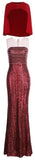 Sequin-Embellished Gown with Capelet