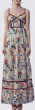 Floral-Embroidered Paneled Sleeveless Gown