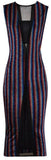 Striped Sheer-Paneled Stretch Fitted Dress