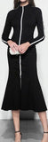 Contrast Black Midi Dress