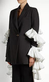 Ruffle-Sleeve Blazer Jacket