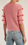 Ruffle-Trimmed Ribbed-Knit Sweater
