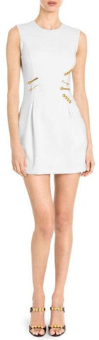 Pin-Clip Mini Dress, White | DESIGNER INSPIRED FASHIONS