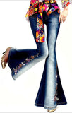 Embroidered Faded Bell-Bottom Jeans - DESIGNER INSPIRED FASHIONS