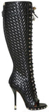 115 mm Printed Weave Open Toe Boots in Black