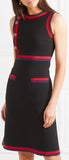 Button-Detailed Grosgrain-Trimmed Jersey Dress