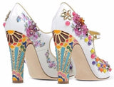 Embellished Closed-Toe White Pump - DESIGNER INSPIRED FASHIONS