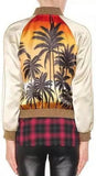 Palm Tree Printed Satin Jacket - DESIGNER INSPIRED FASHIONS