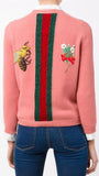 Embroidered Rainbow Knit Sweater in Pink - DESIGNER INSPIRED FASHIONS