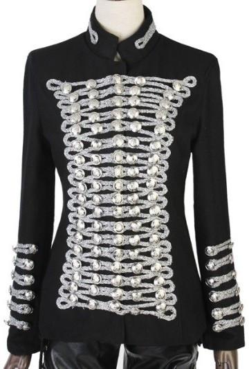 Chain Embellished Jacket in Black with Silver - DESIGNER INSPIRED FASHIONS