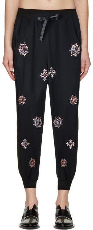 Embellished Black Track Pants - DESIGNER INSPIRED FASHIONS
