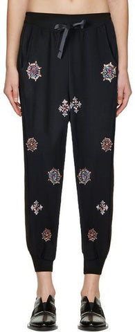 Embellished Black Track Pants - DESIGNER INSPIRED FASHIONS
