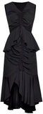 Black Ruched Peplum Asymmetrical Dress | DESIGNER INSPIRED FASHIONS
