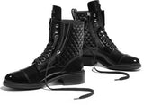 Black Leather Lace-up Boots