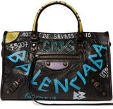 Small Classic City Printed Textured-Leather Tote