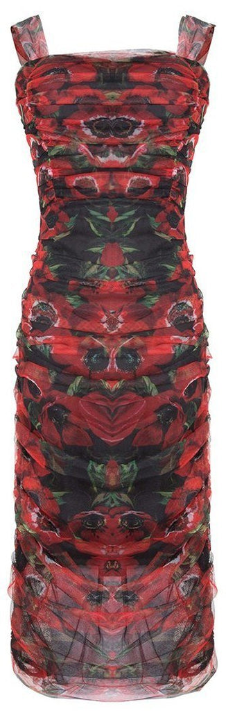 Ruched Floral Print Dress