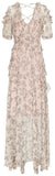 Printed Ruffle V-Neck Dress