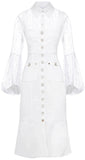 Button-Down Lace Panel Dress