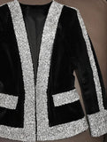 Black Velvet Rhinestones-Embellished Blazer