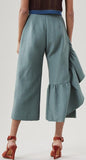 Revel Ruffle-Trimmed Cotton-Blend Trousers, Green