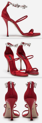 Satin Sandals with Embroidery | DESIGNER INSPIRED FASHIONS