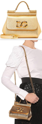 Sicily Mini Leather Shoulder Bag, Gold