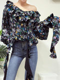 Ruffle Floral Print Top - Yellow or Black