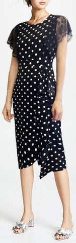 Polka Dot Printed Lace-Sleeve Dress | DESIGNER INSPIRED FASHIONS