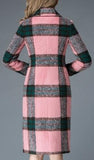 Double-Breasted Pink Check Coat - DESIGNER INSPIRED FASHIONS
